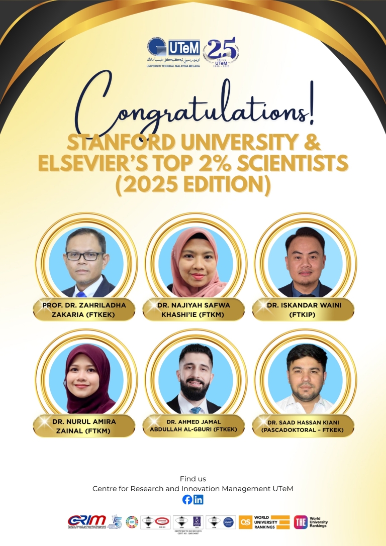 Tahniah! Kepada Penyelidik UTeM Yang Tersenarai